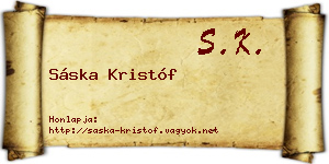 Sáska Kristóf névjegykártya